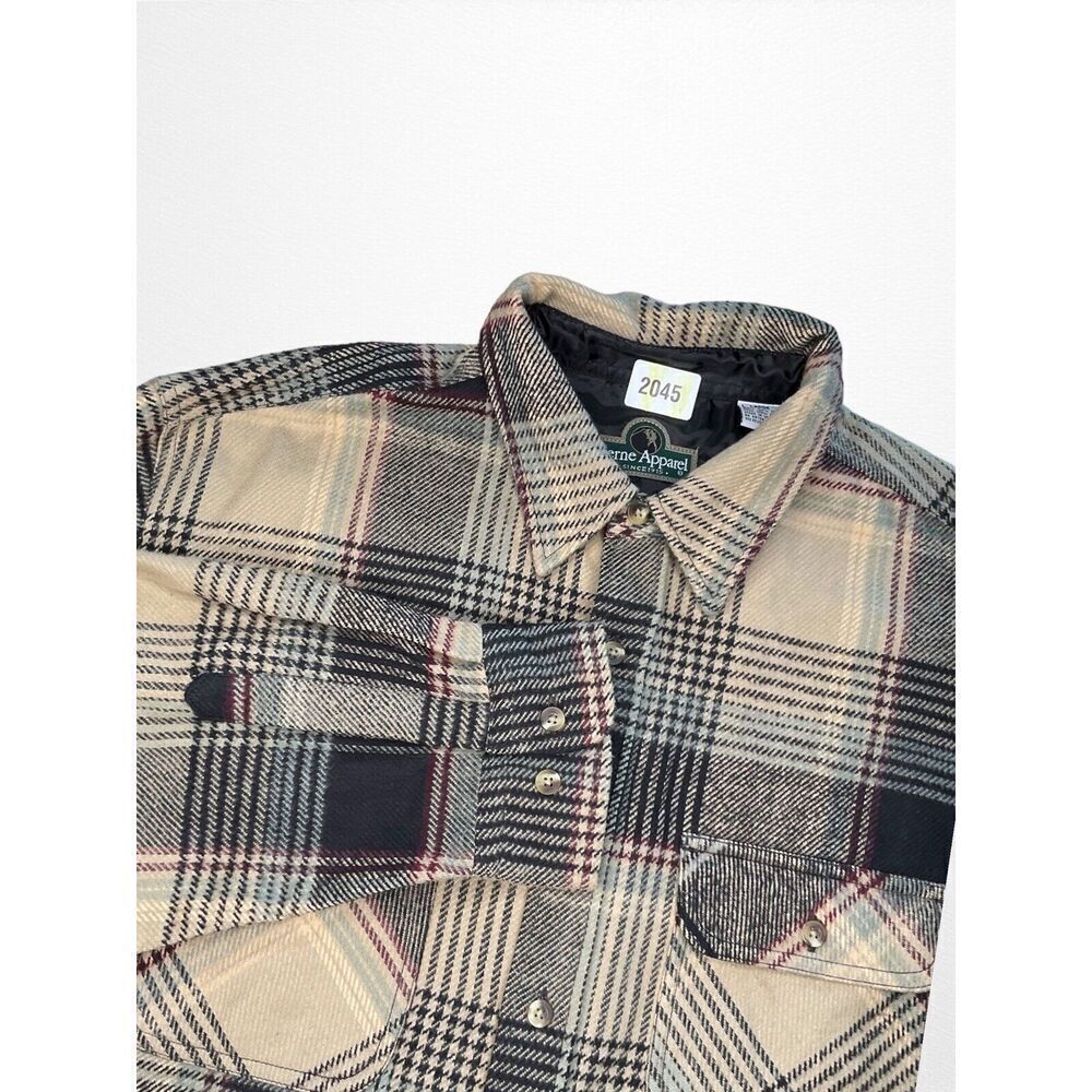 Berne Mens Plaid Slate 100% Cotton Flannel Shirt Jacket Button Down‎ Large